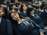 路上で寝る女性　三重県　津市　2023年10月08日